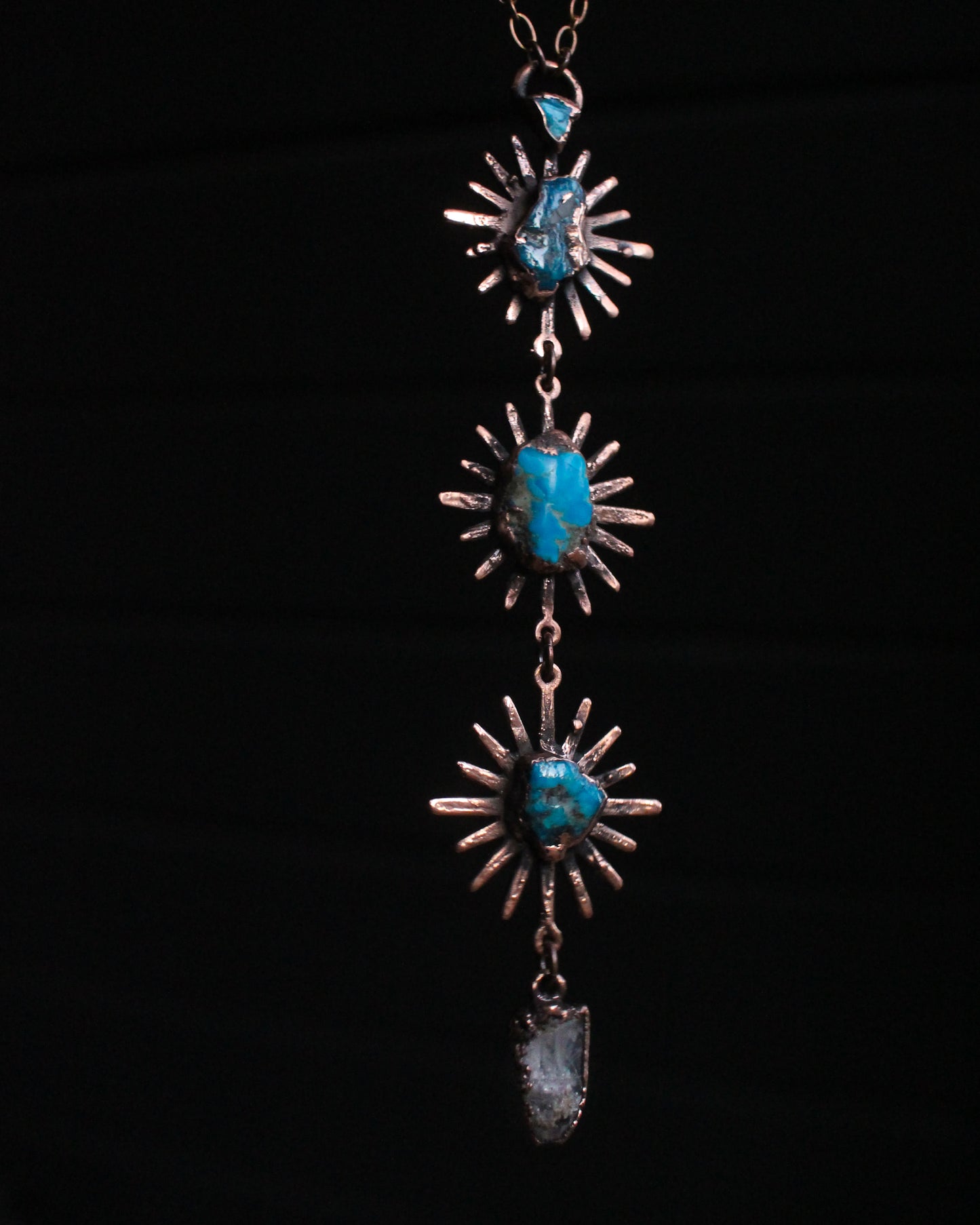 Topaz and Turquoise tiered sun necklace