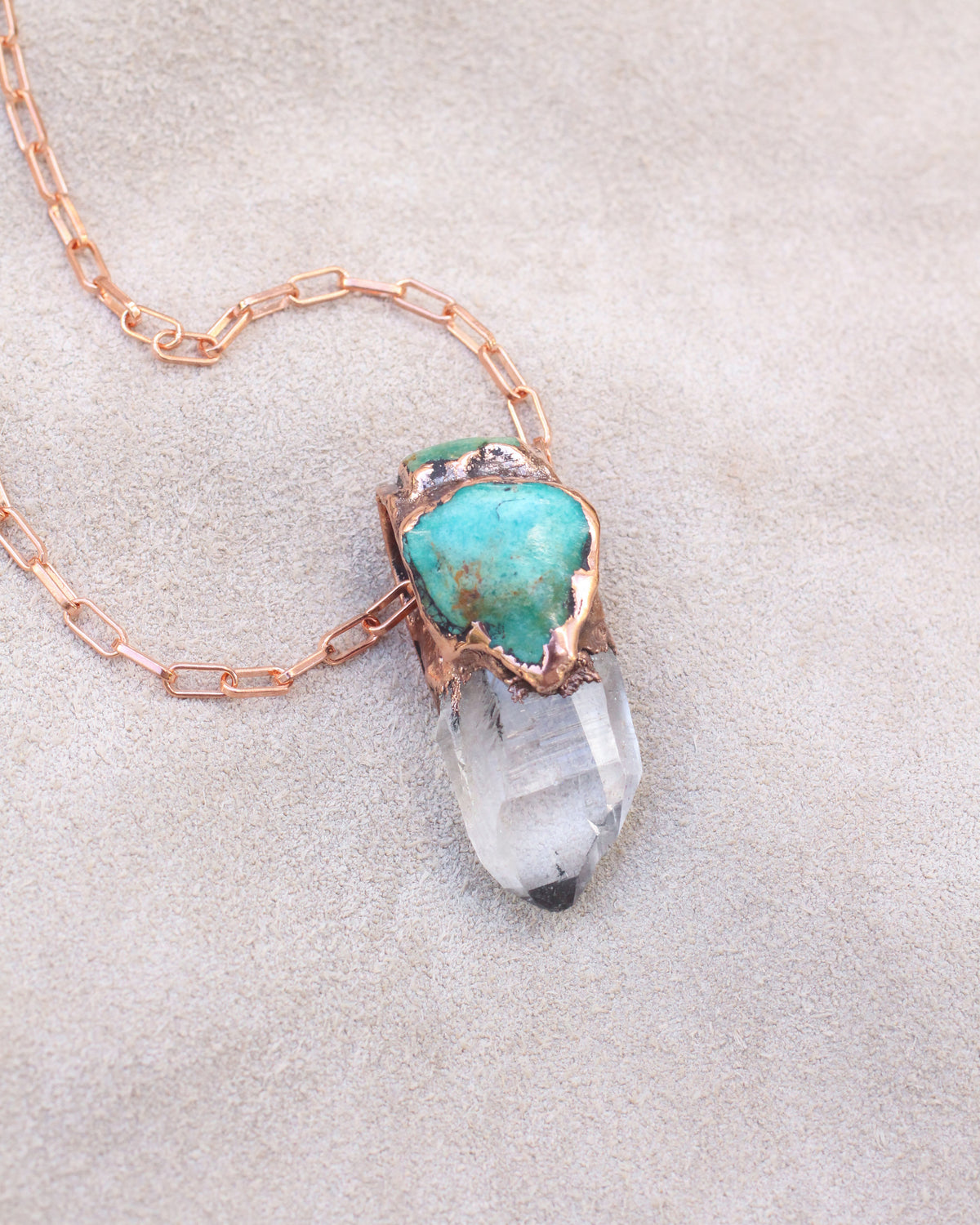 Large Quartz and Turquoise necklace