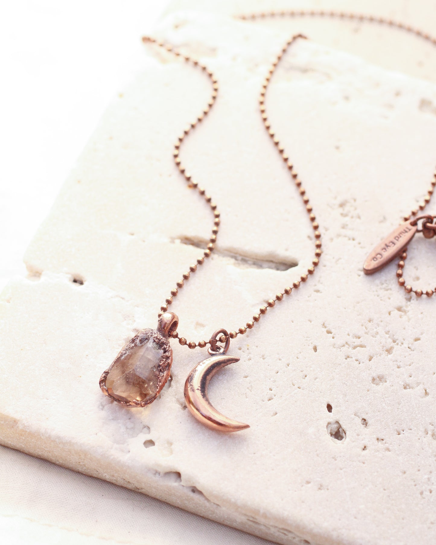 Moon and Gem charm necklaces