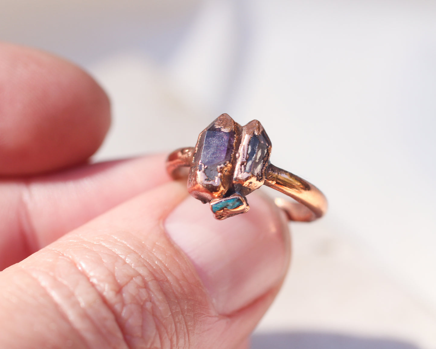 Amethyst Quartz and Topaz ring - Size 6.5