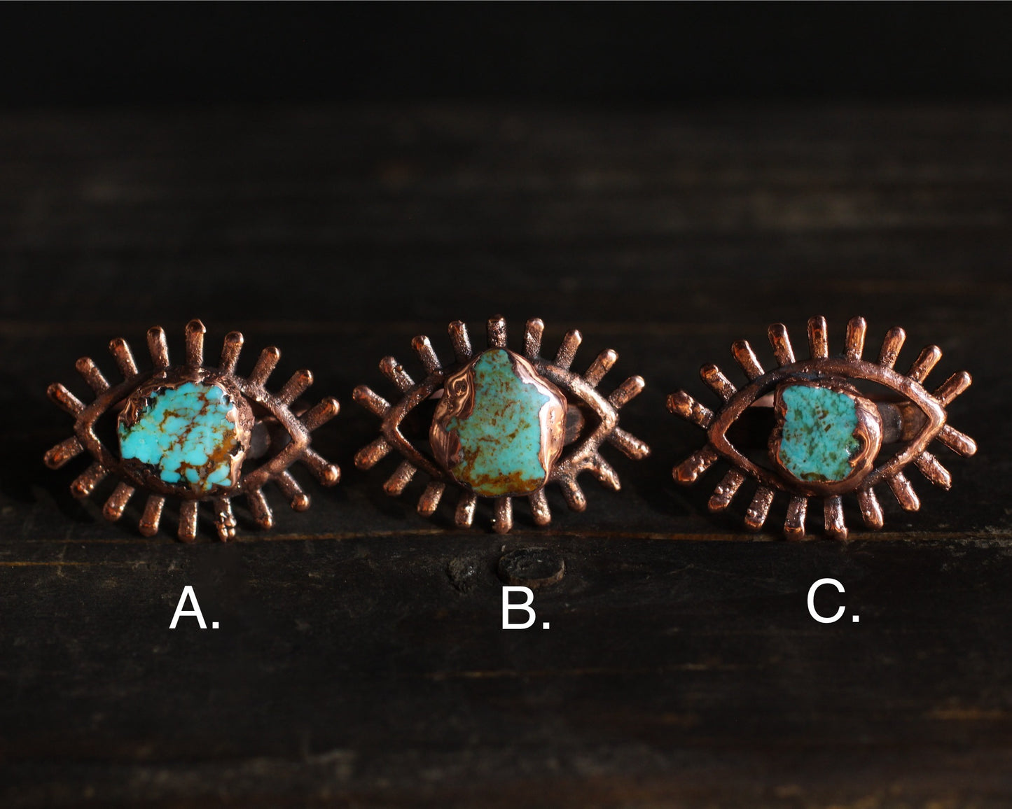 Turquoise Third Eye rings - various sizes