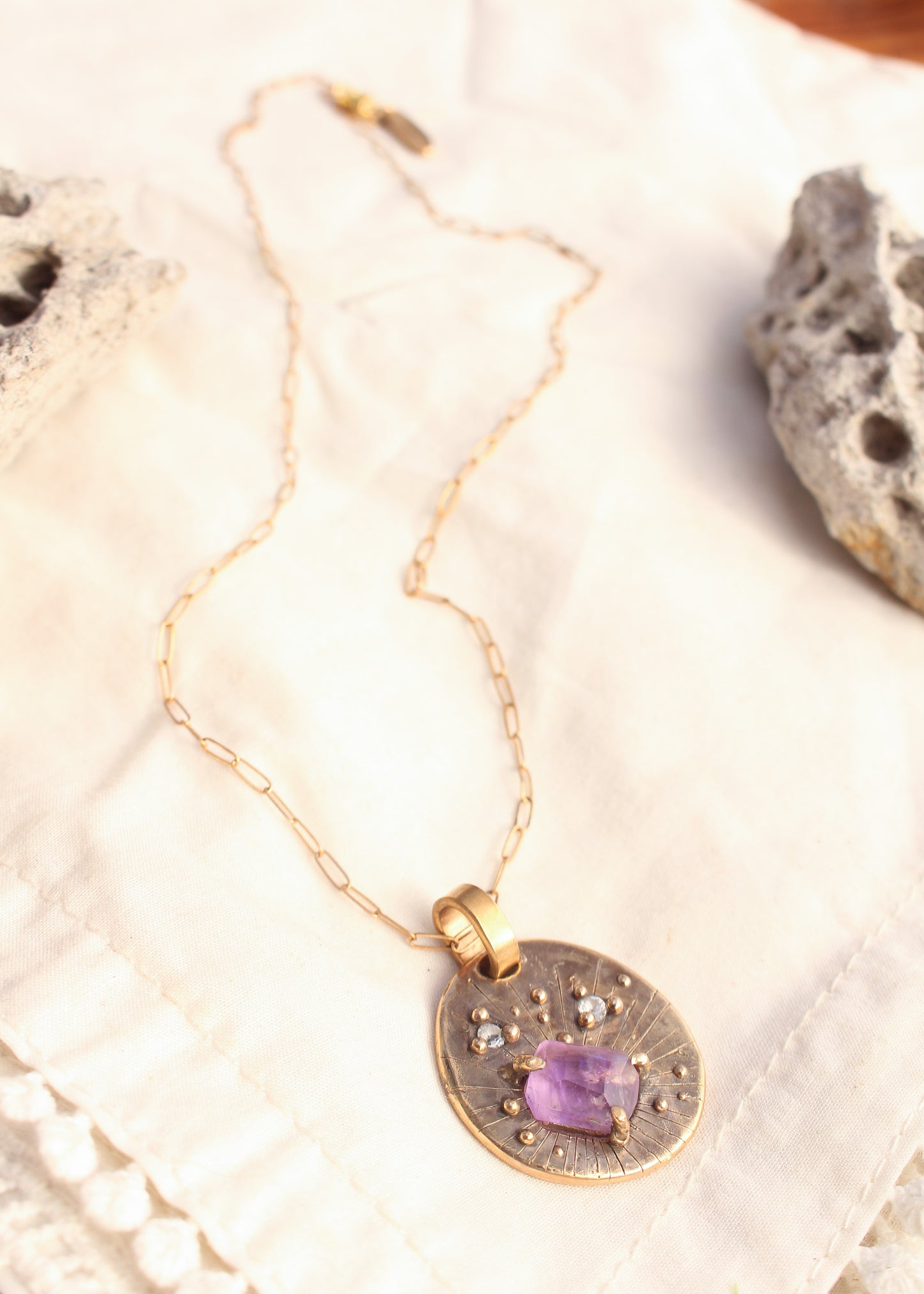 Amethyst and Topaz Star Chart necklace