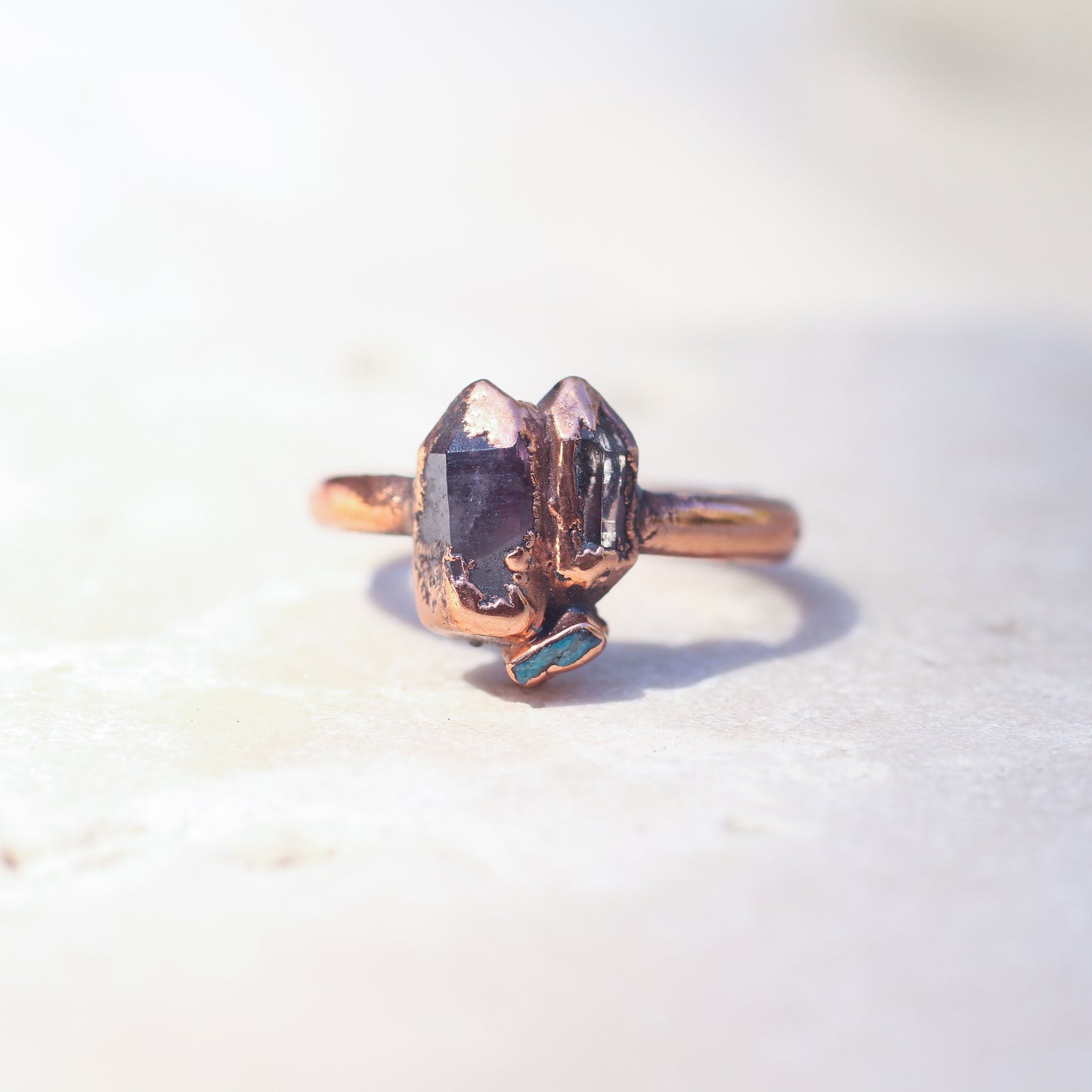 Amethyst Quartz and Topaz ring - Size 6.5