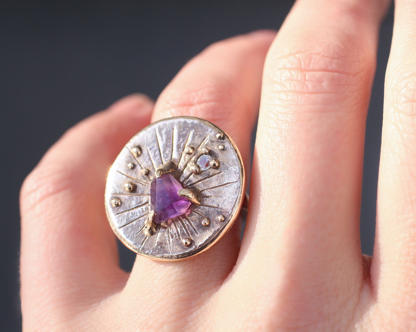 Deep purple Amethyst Star Chart ring - Size 6.5