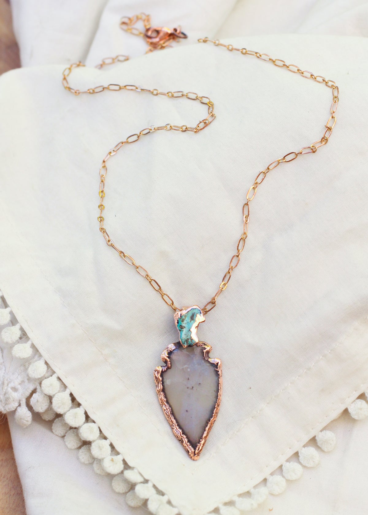 Agate and Turquoise Arrowhead necklace