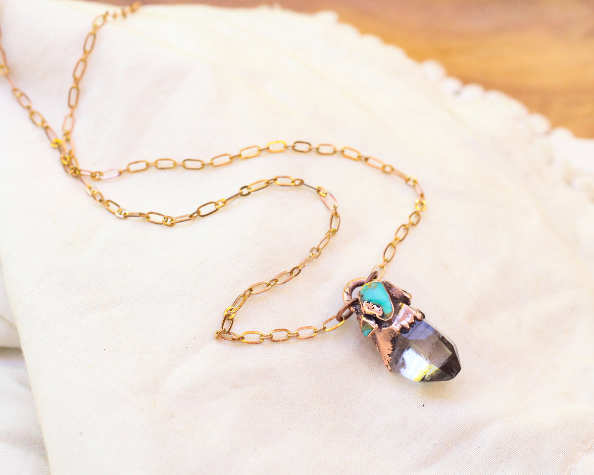 Little Smoky Quartz and Turquoise necklace