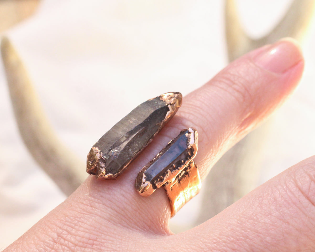 Open Smoky Quartz Ring - size 6