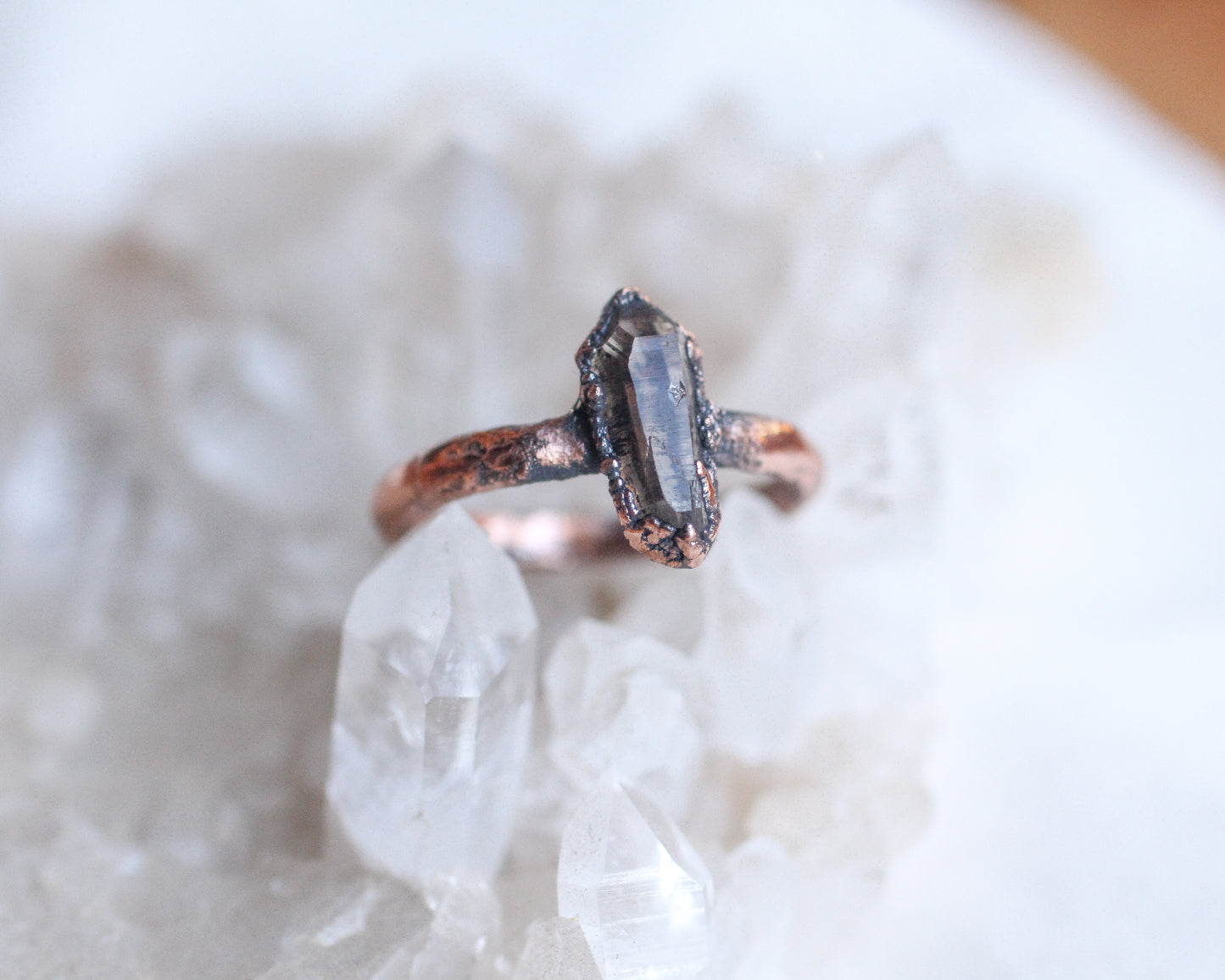 Tiny Smoky Quartz ring - Size 8