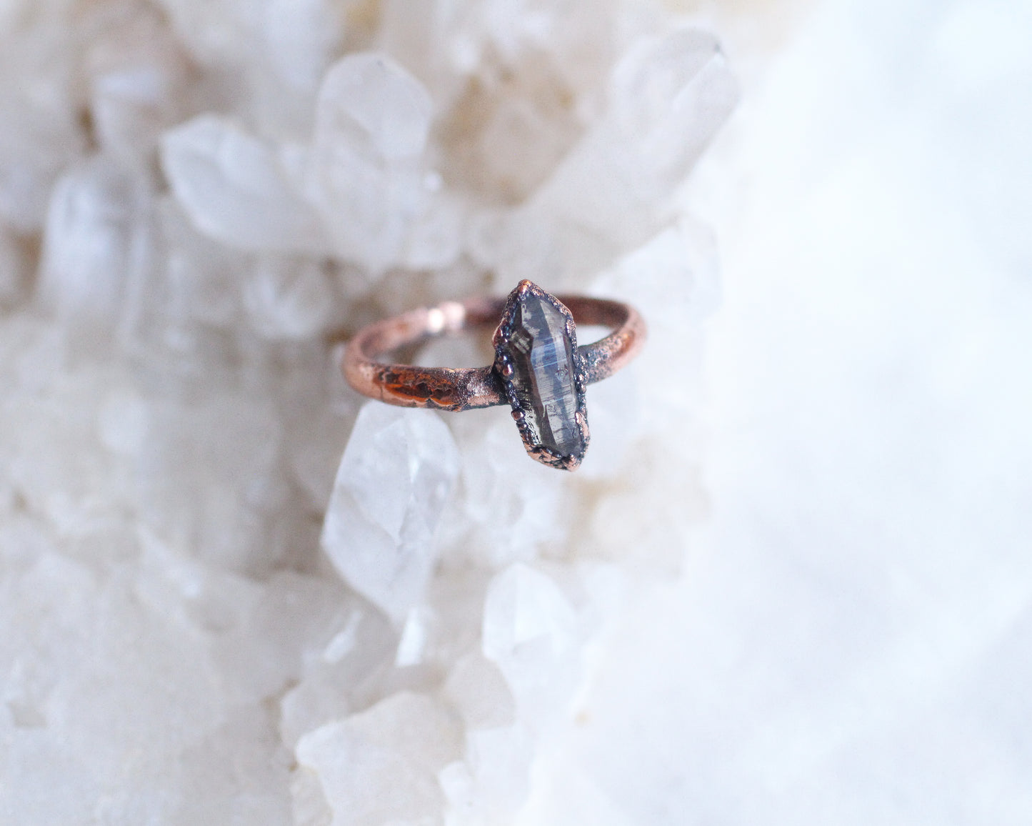 Tiny Smoky Quartz ring - Size 8