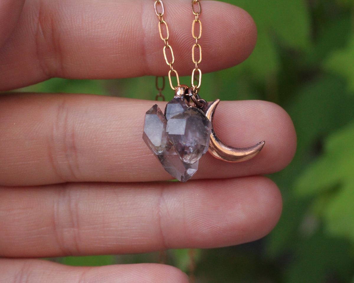 Amethyst and Moon charm necklace