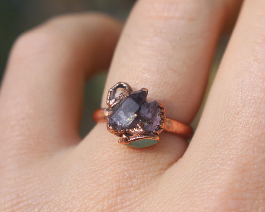 Amethyst, Topaz and Turquoise ring - Size 6.75