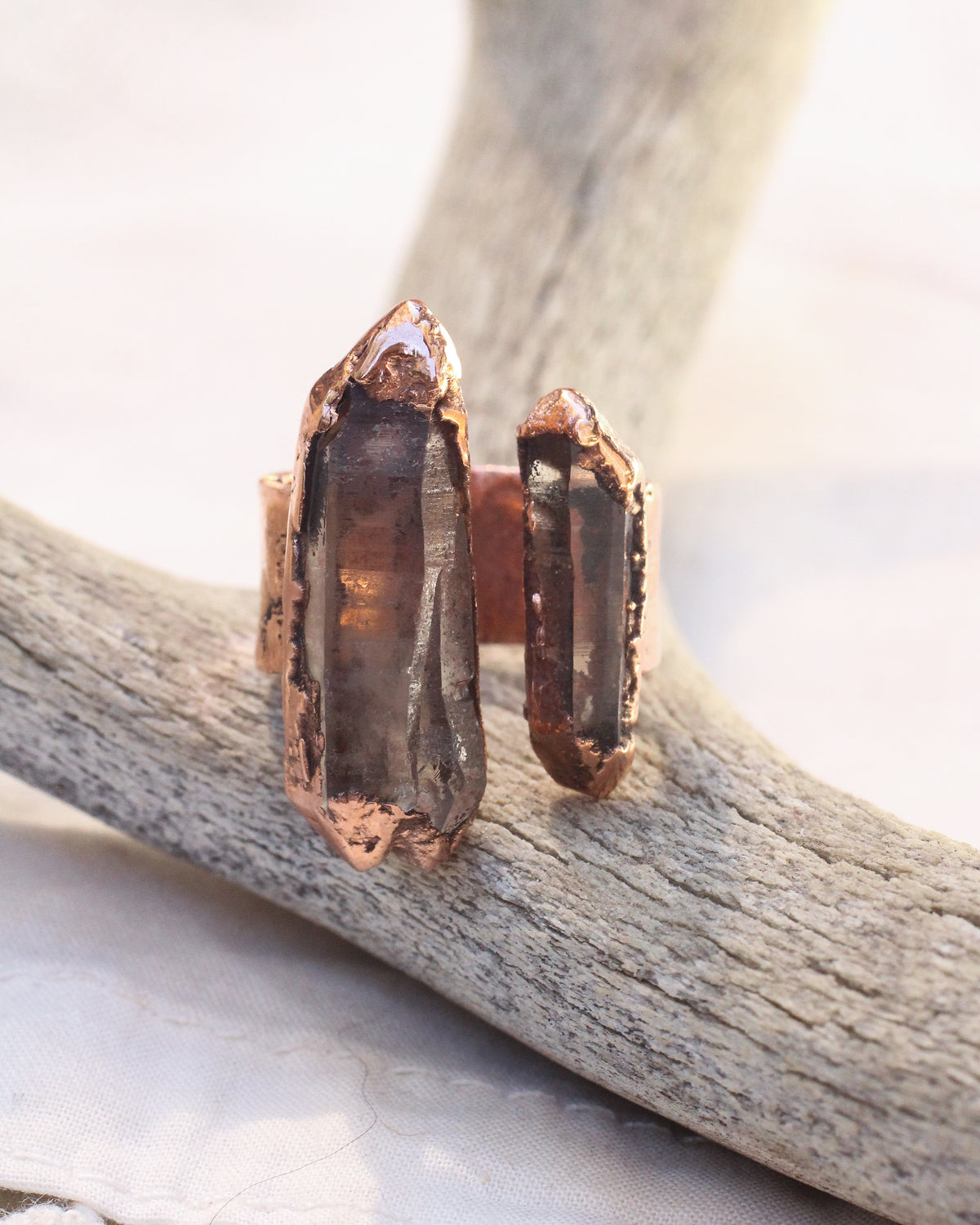 Open Smoky Quartz Ring - size 6