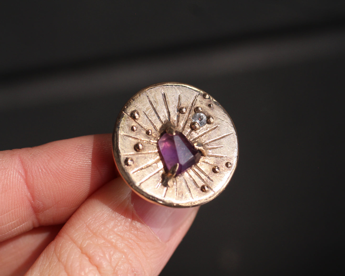 Deep purple Amethyst Star Chart ring - Size 6.5