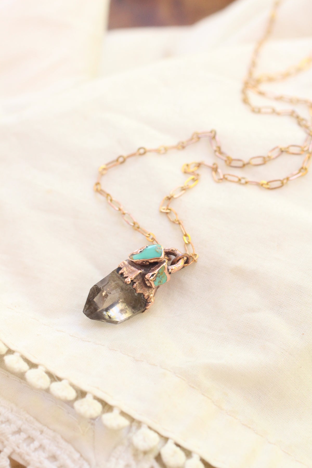 Little Smoky Quartz and Turquoise necklace