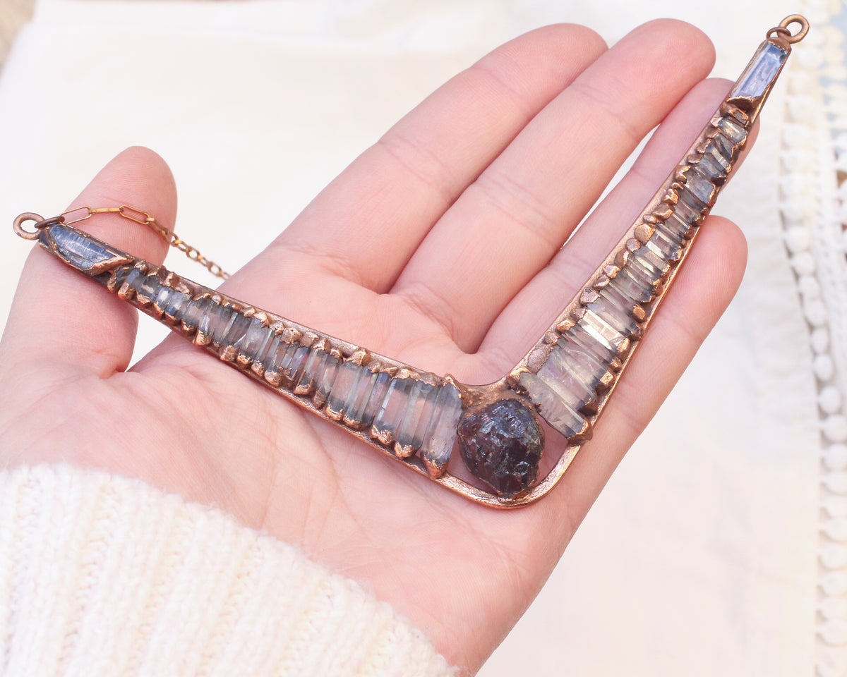 Garnet and Quartz statement necklace