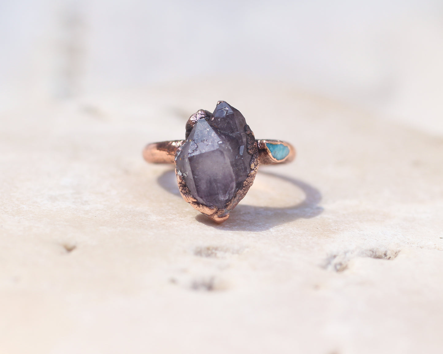 Amethyst and Turquoise ring - Size 5.5