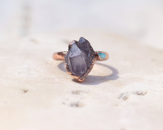 Amethyst and Turquoise ring - Size 5.5