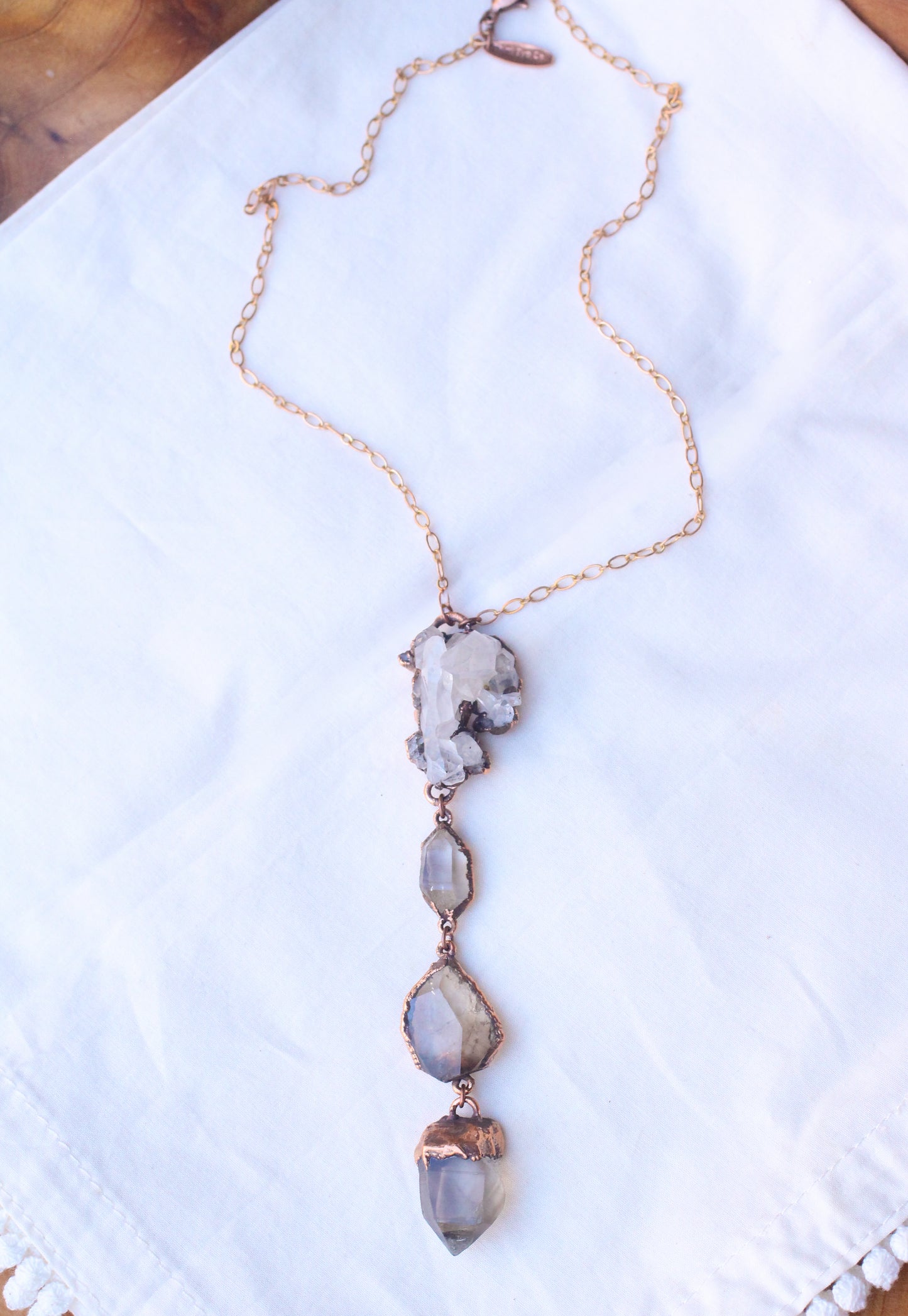 Quartz and Smoky Quartz tiered necklace