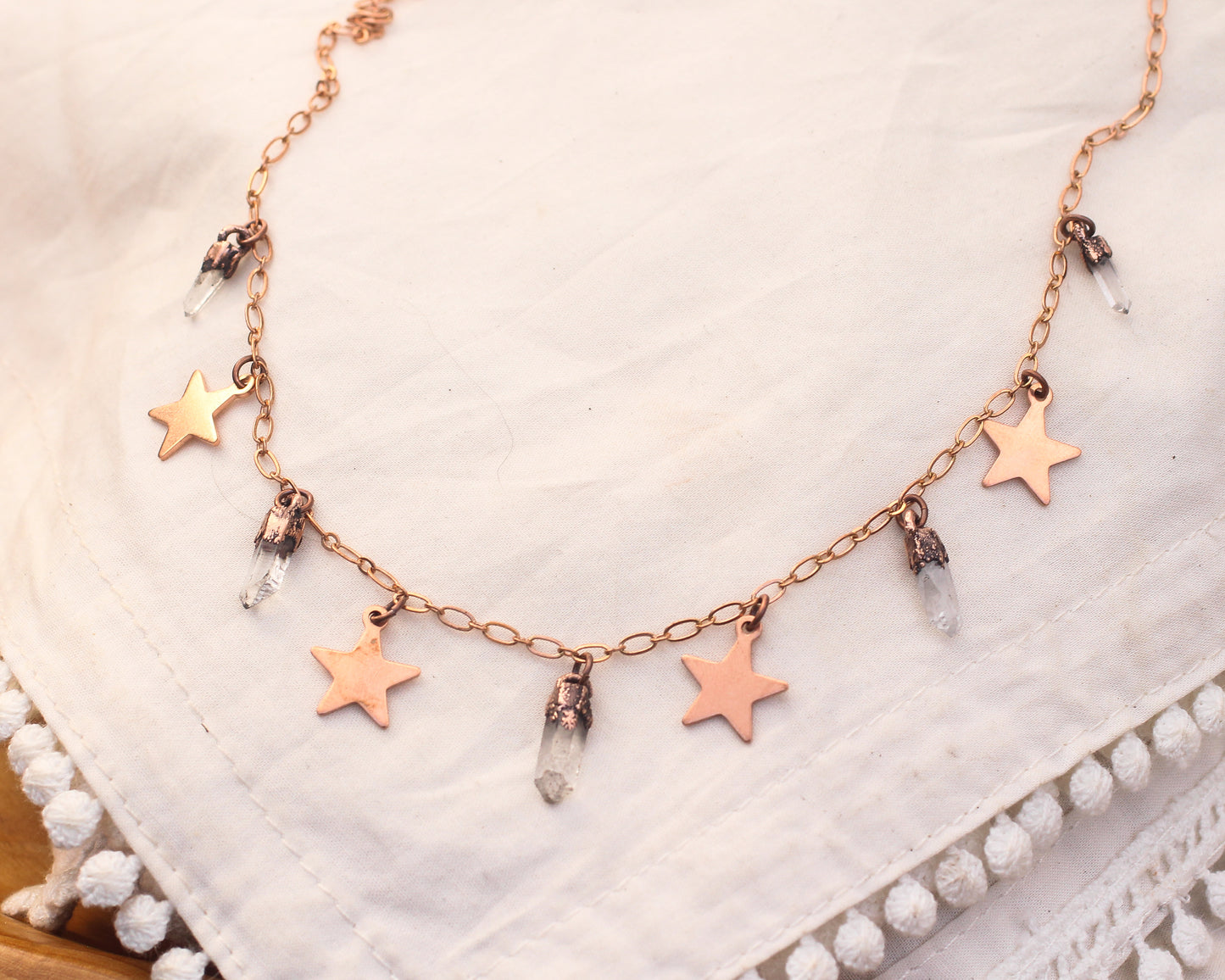 Quartz and Stars charm necklace