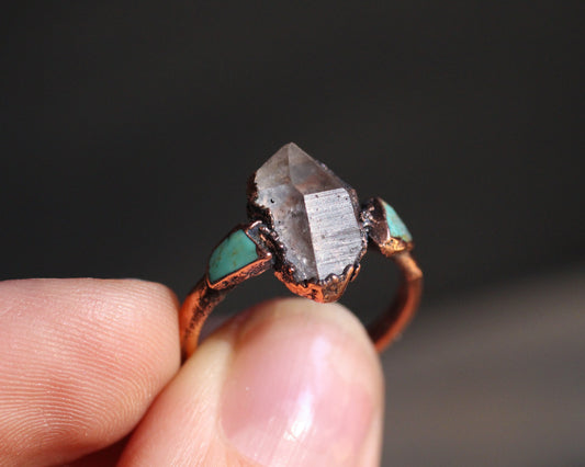 Quartz and Turquoise ring - Size 8.25