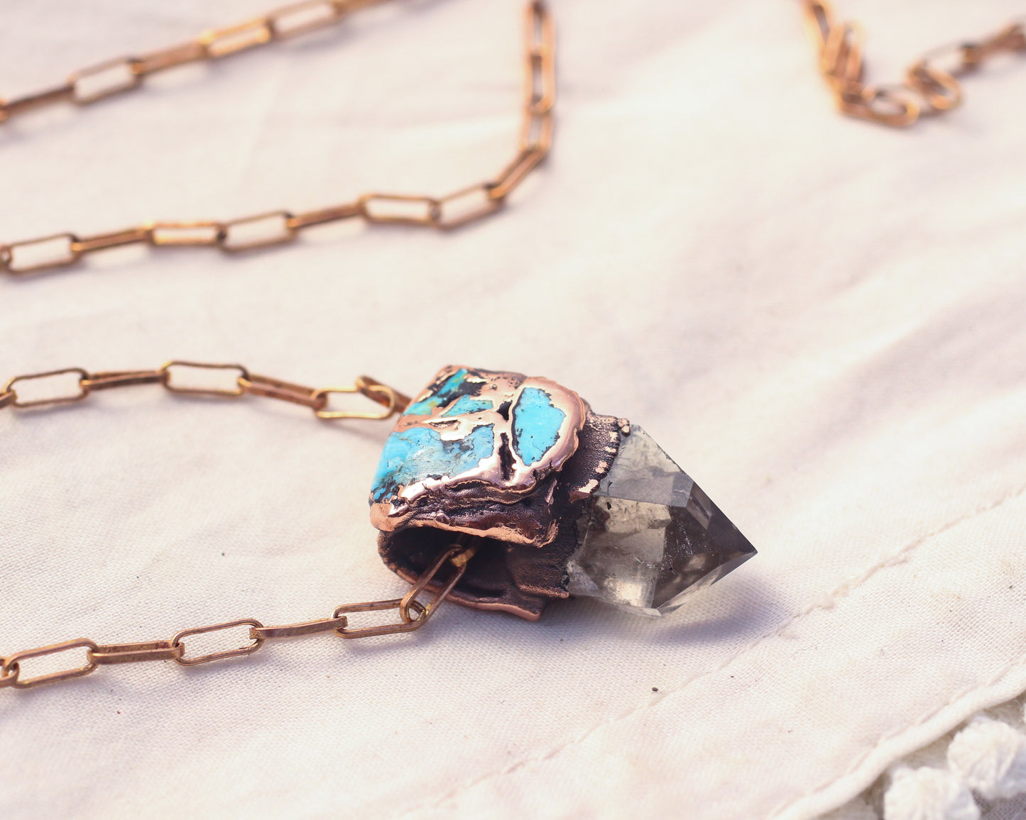 Smoky Quartz and Turquoise necklace