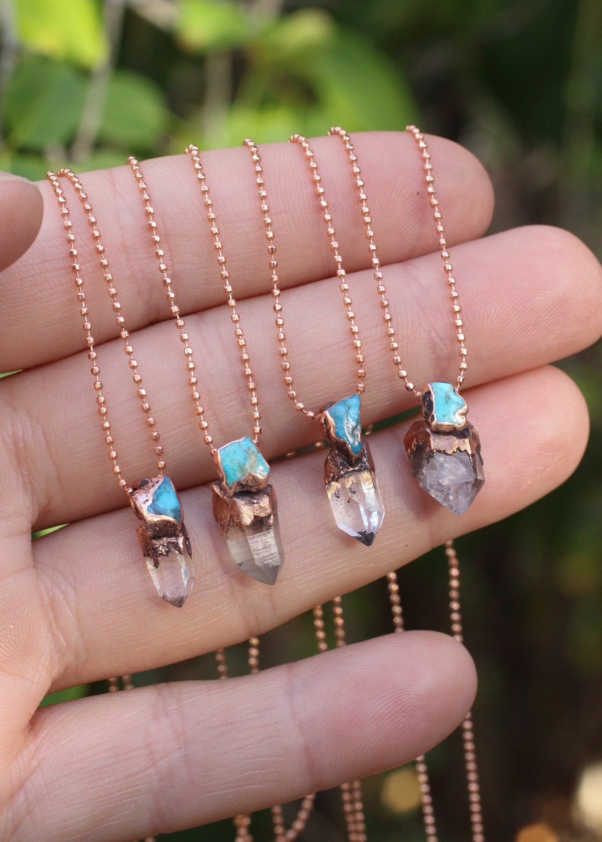 Tiny Crystal and Turquoise necklace