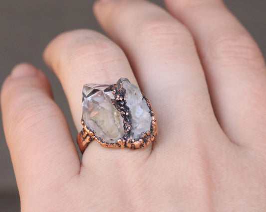 Payson “diamond” and Quartz cluster ring - Size 6.5