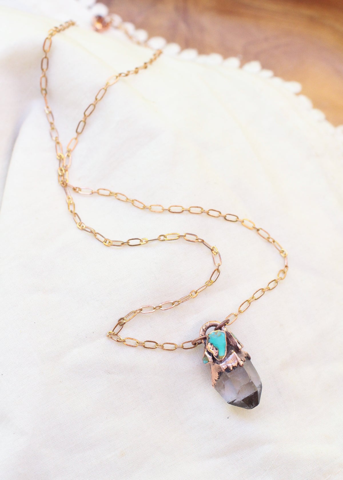 Little Smoky Quartz and Turquoise necklace