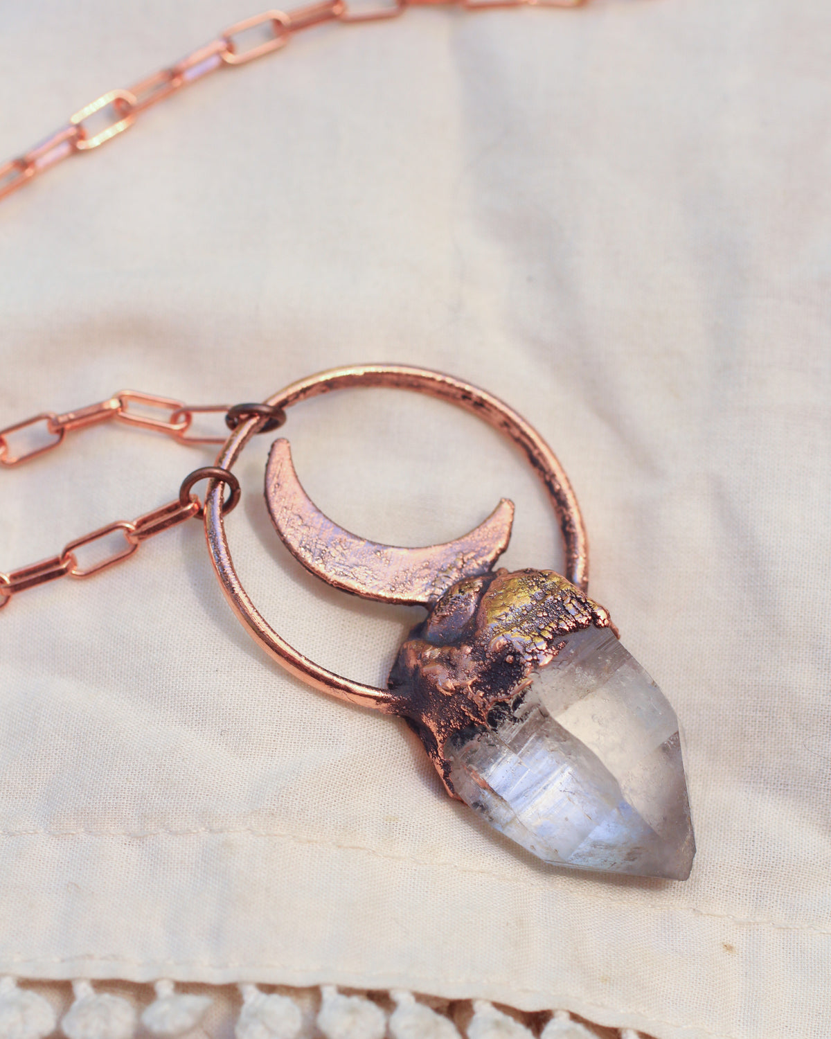 Quartz Crescent Moon necklace