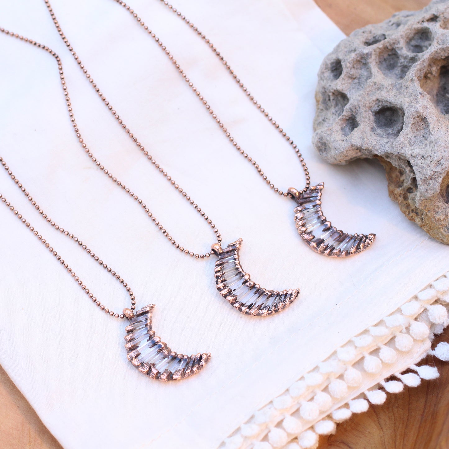 Quartz moon necklaces