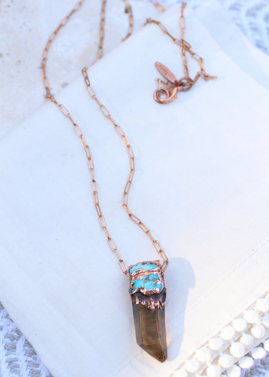 Smoky Quartz and Turquoise necklace