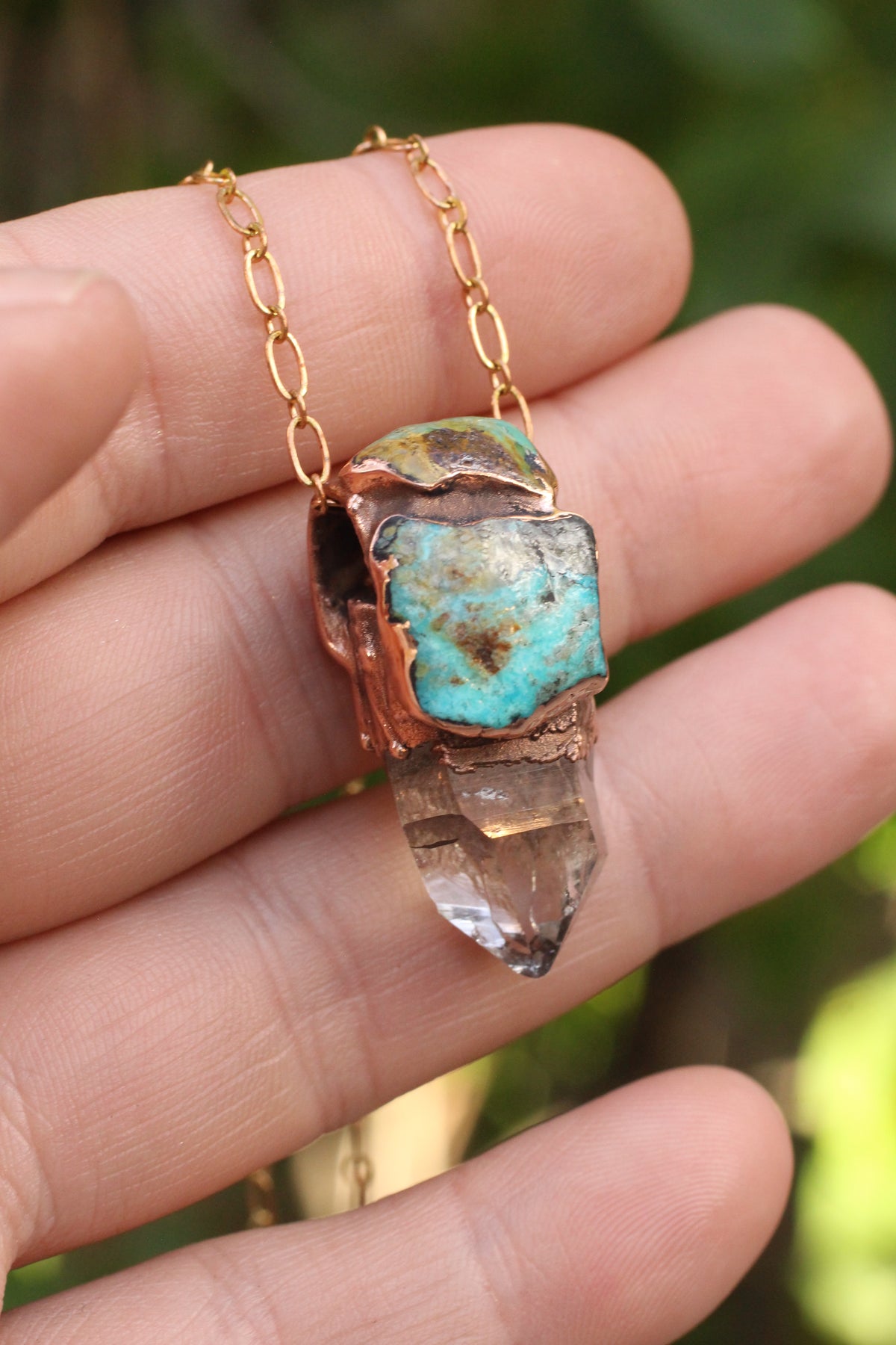 Smoky Quartz and Turquoise necklace