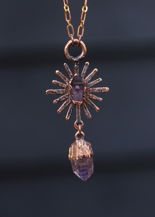 Amethyst sun necklace