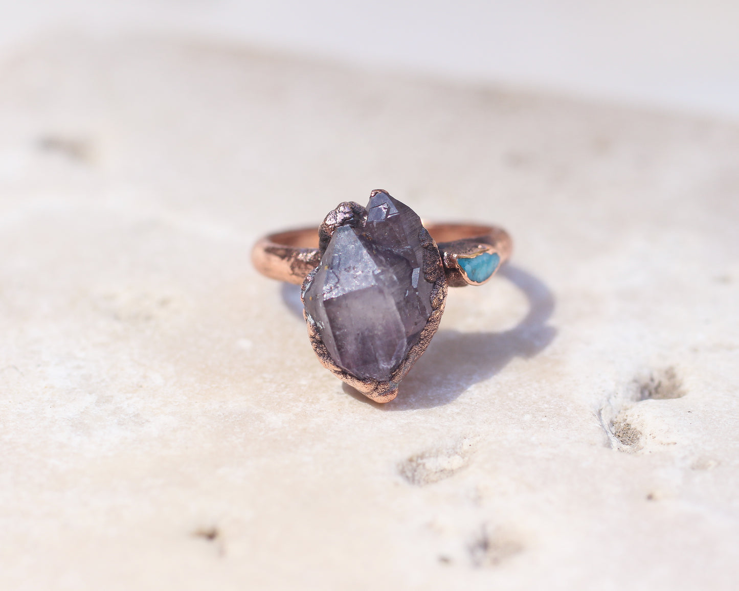 Amethyst and Turquoise ring - Size 5.5