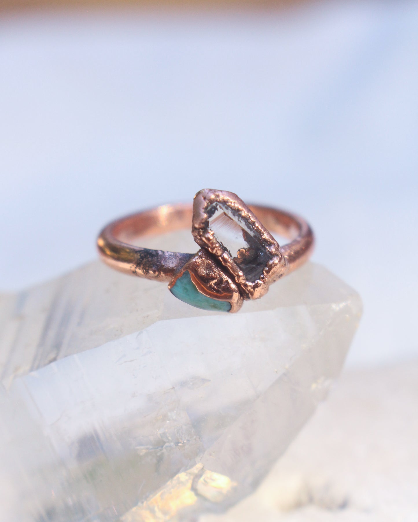 Quartz and Turquoise ring