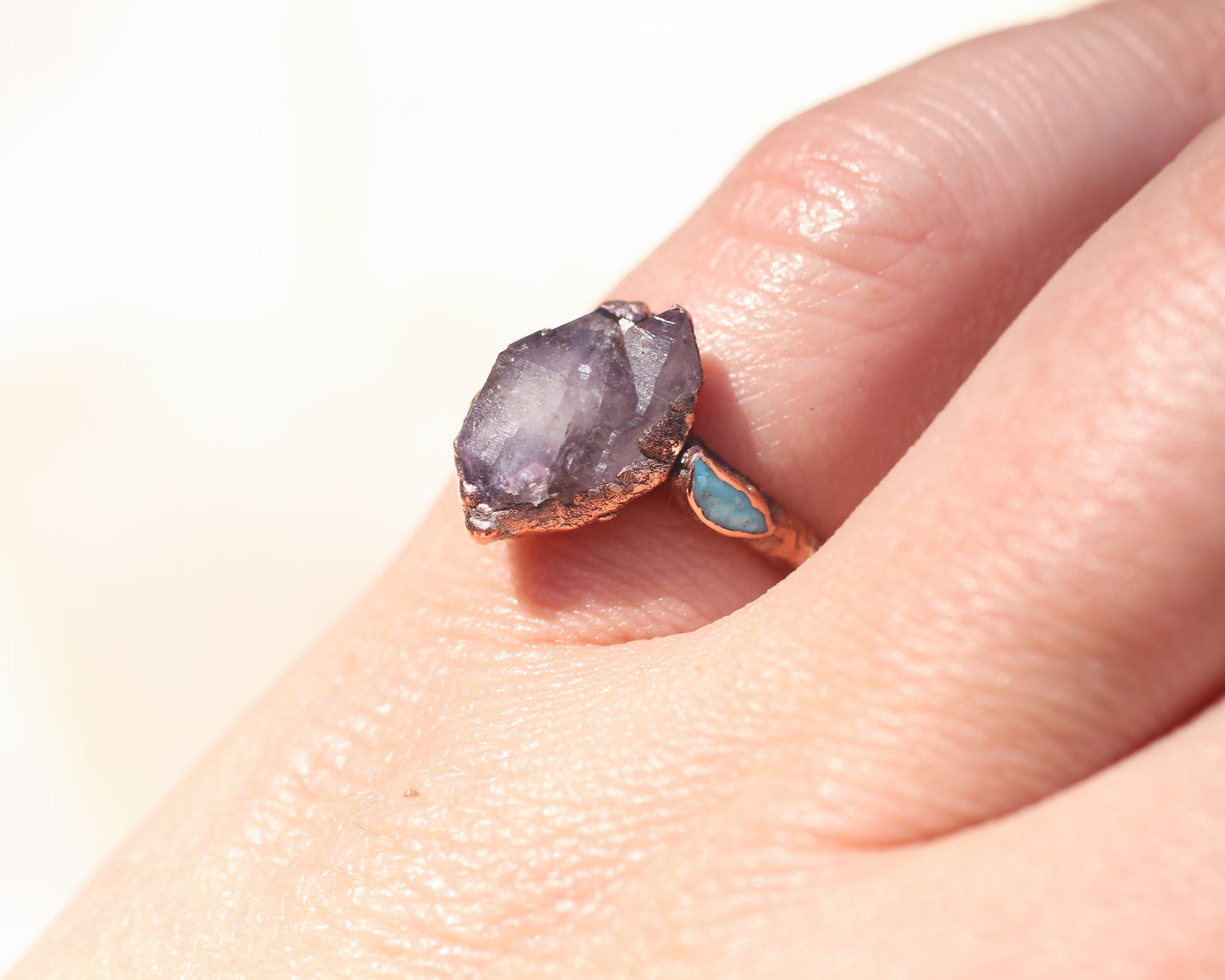 Amethyst and Turquoise ring - Size 5.5