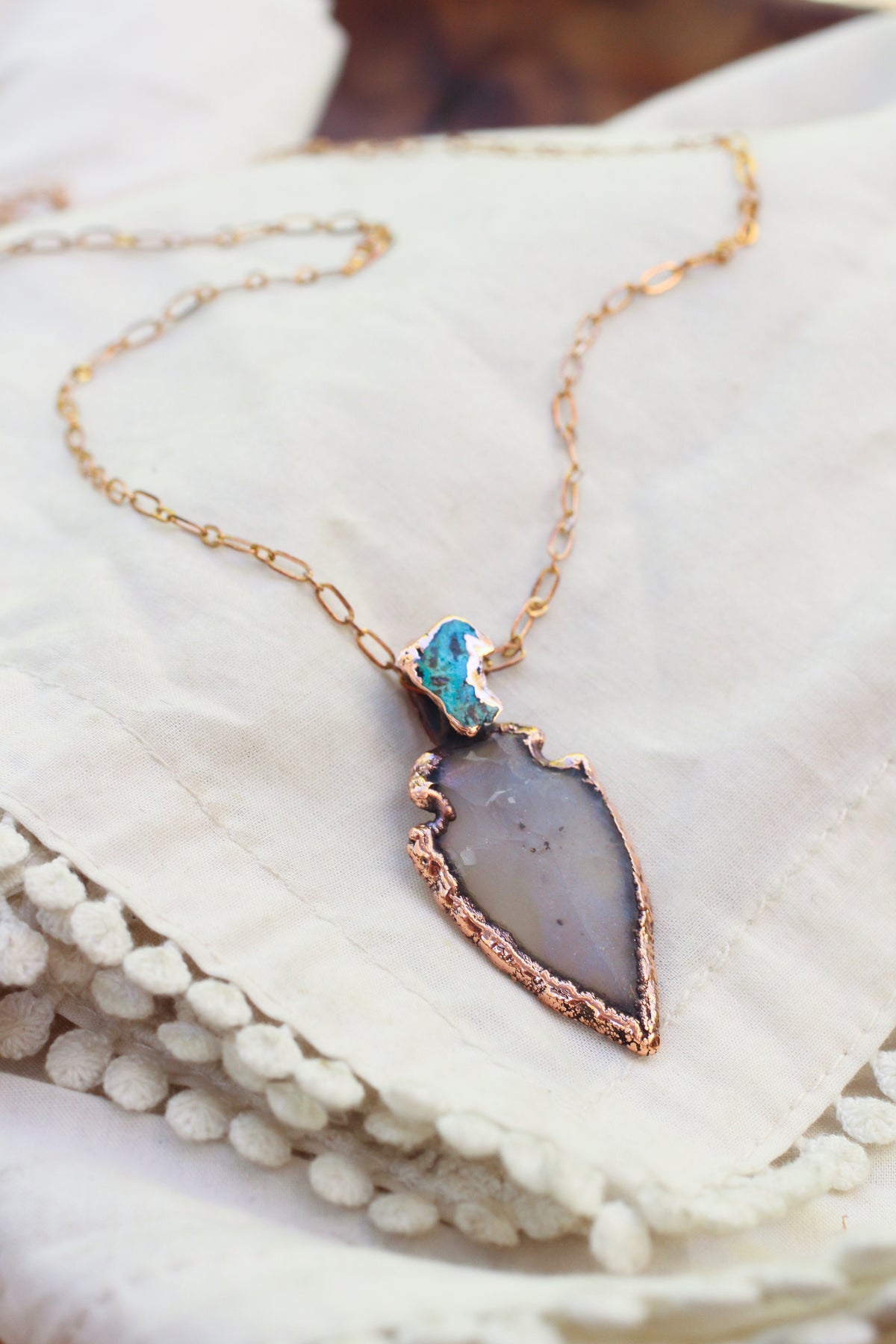 Agate and Turquoise Arrowhead necklace