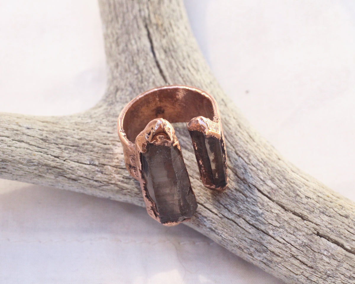 Open Smoky Quartz Ring - size 6