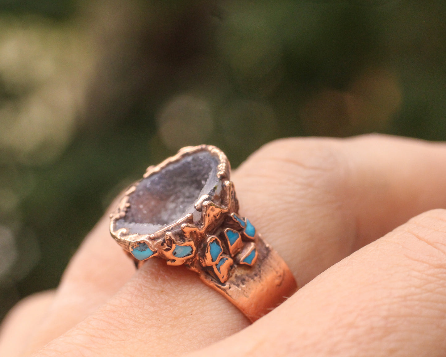 Tabasco Geode and Turquoise ring - Size 10