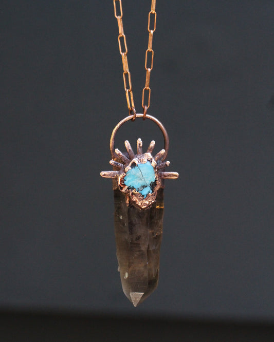 Smoky Quartz and Turquoise Necklace