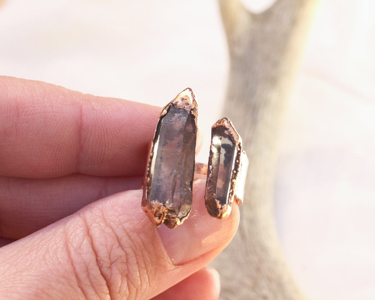 Open Smoky Quartz Ring - size 6