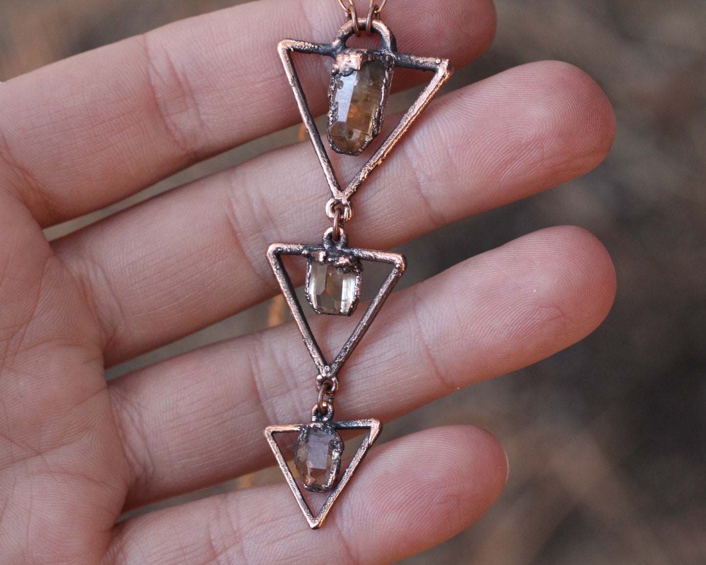 Sherry Topaz tiered triangle necklace