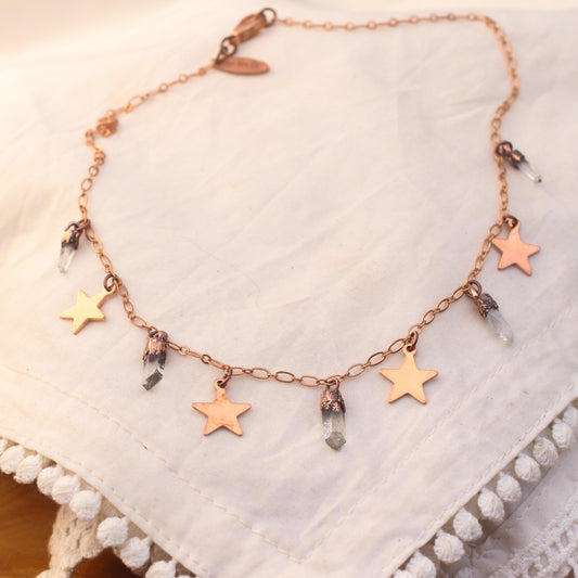 Quartz and Stars charm necklace