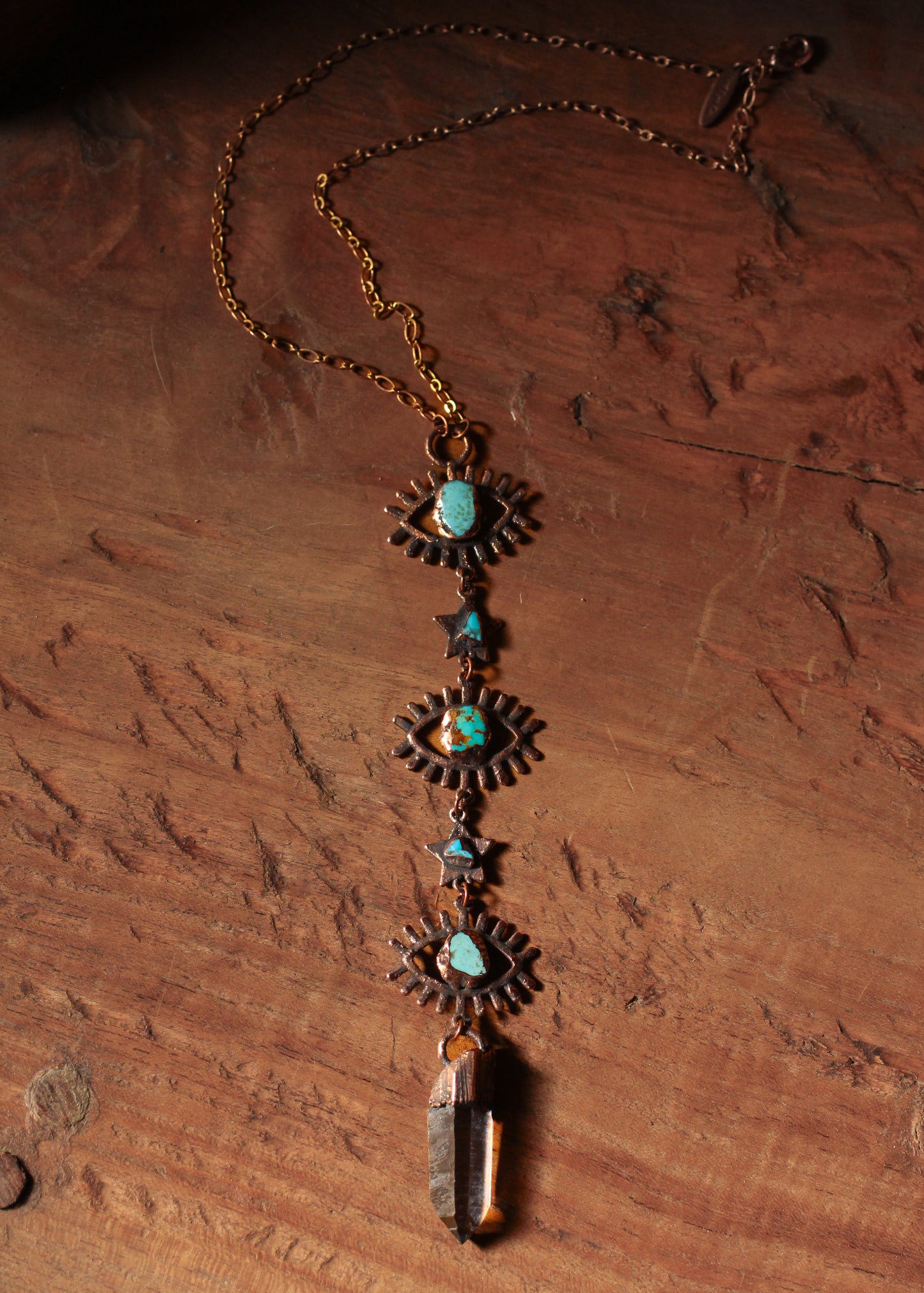 Three Eyes Turquoise and Quartz tiered necklace