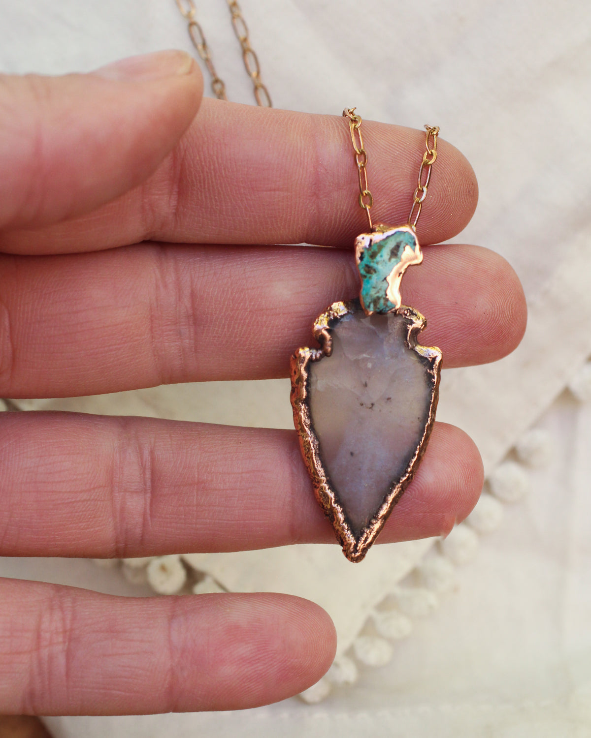Agate and Turquoise Arrowhead necklace