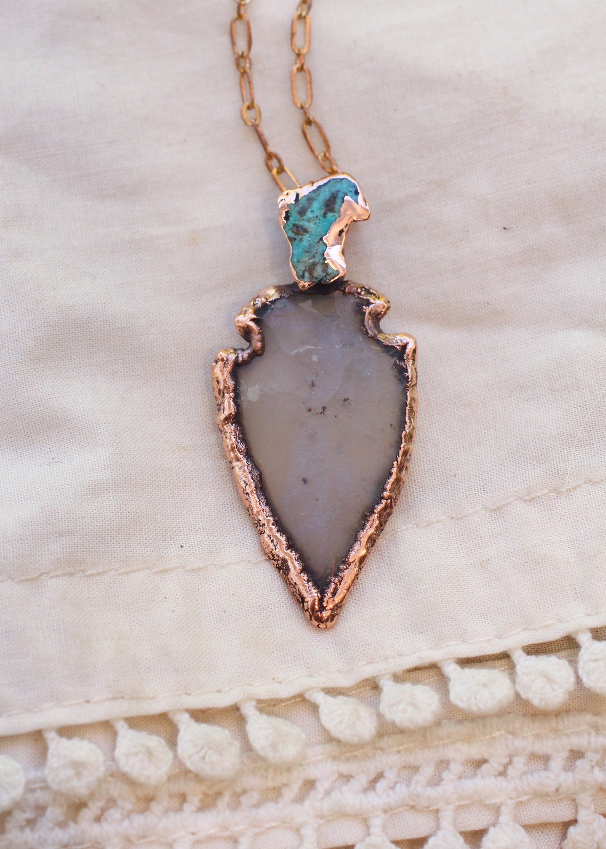 Agate and Turquoise Arrowhead necklace