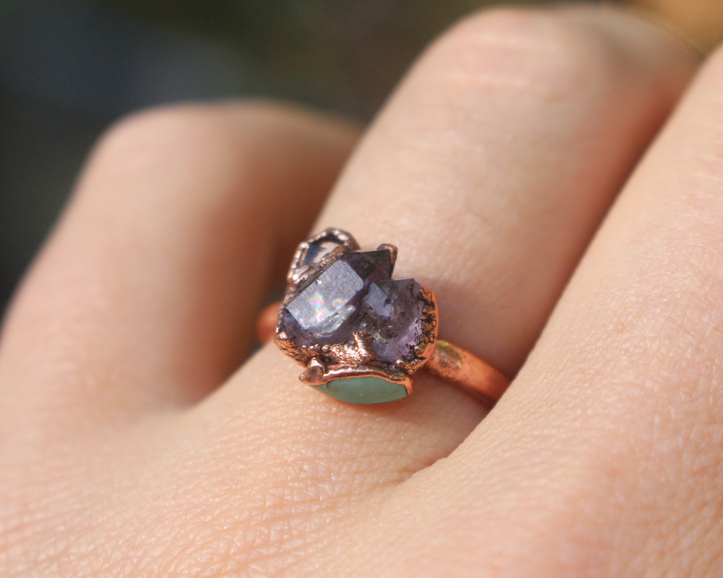 Amethyst, Topaz and Turquoise ring - Size 6.75