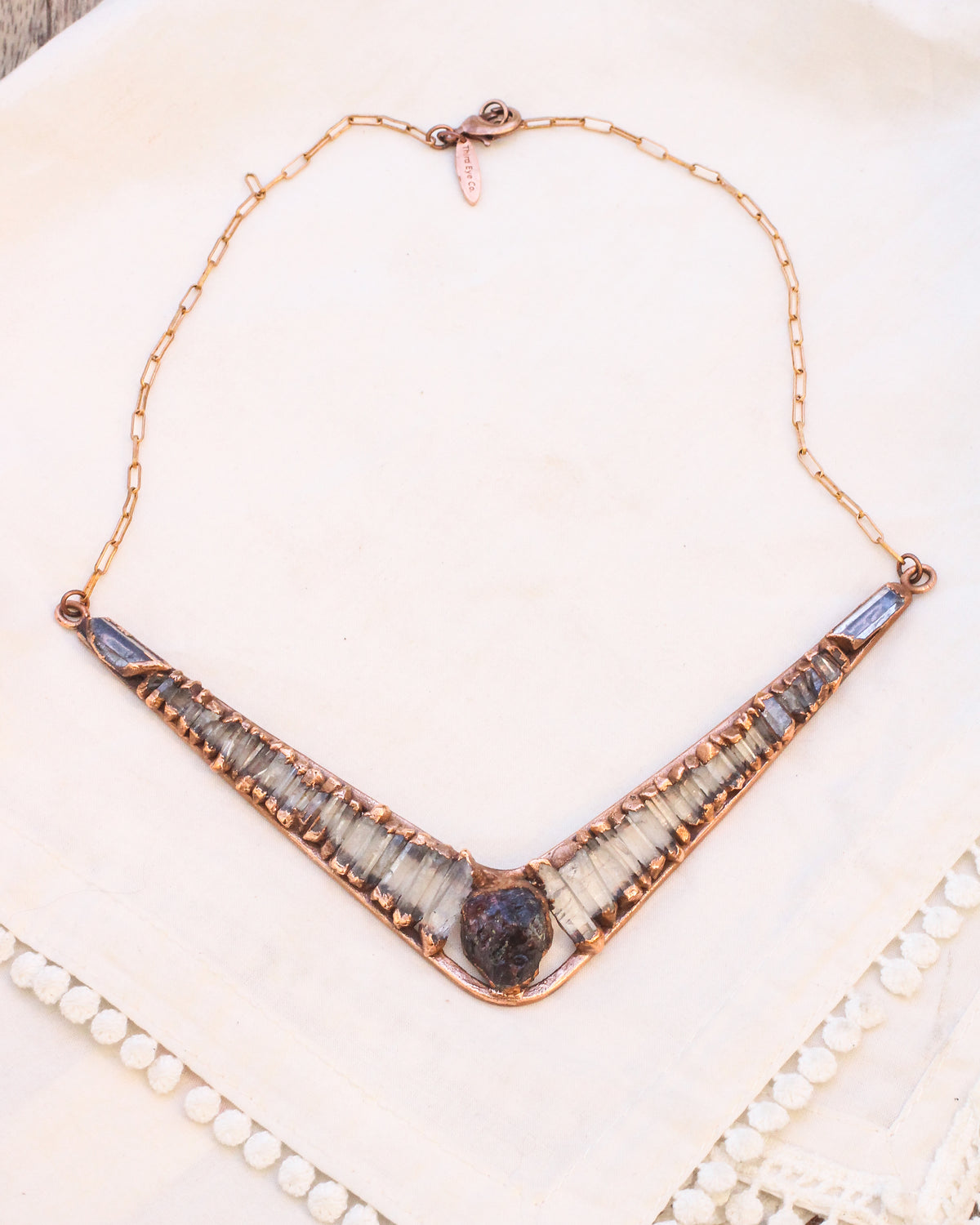Garnet and Quartz statement necklace