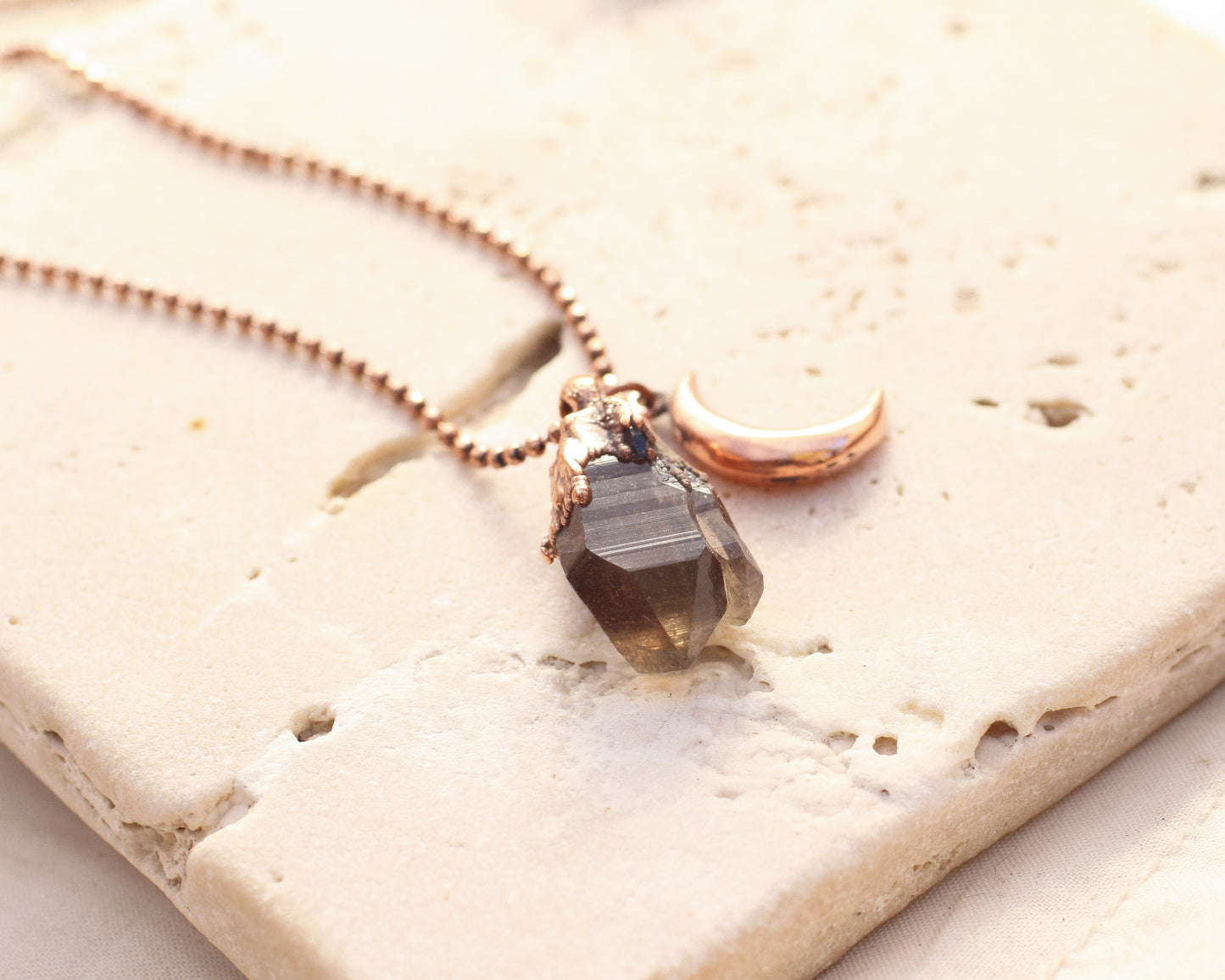 Moon and Gem charm necklaces