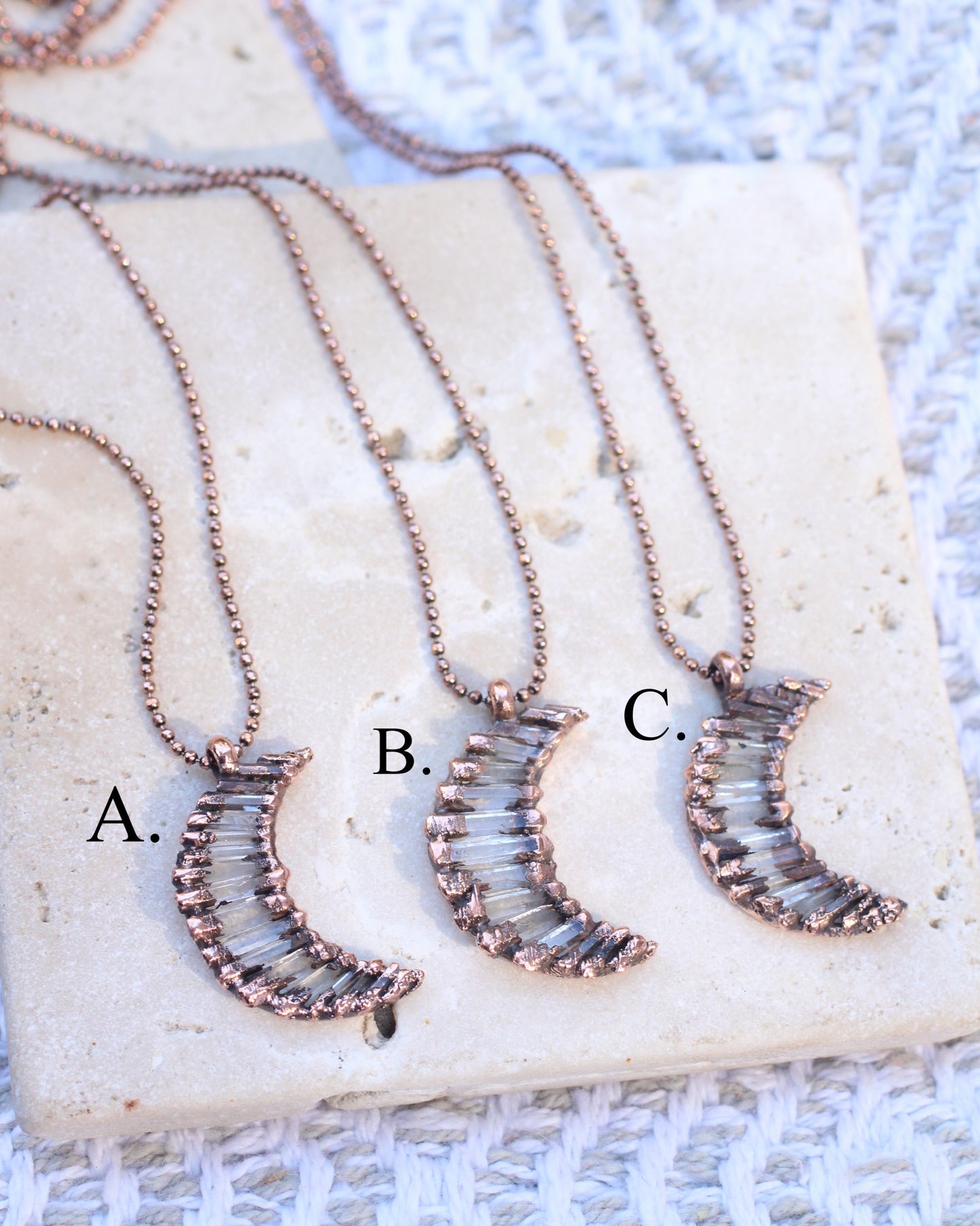 Quartz moon necklaces